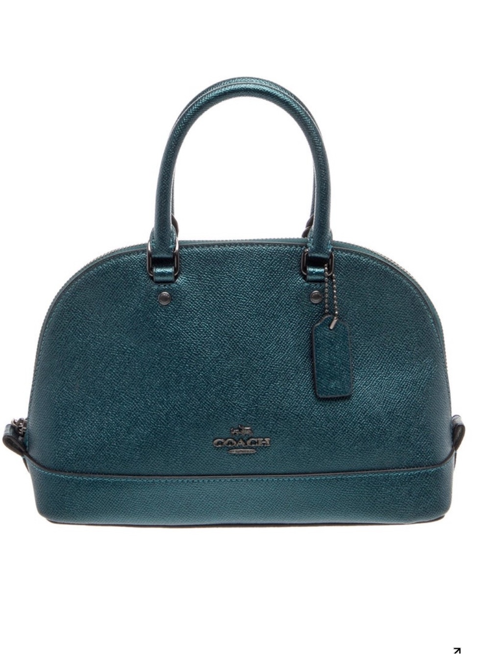 COACH Metallic Teal Sierra Satchel Bag and Matching Card Case - Picture 2 of 11